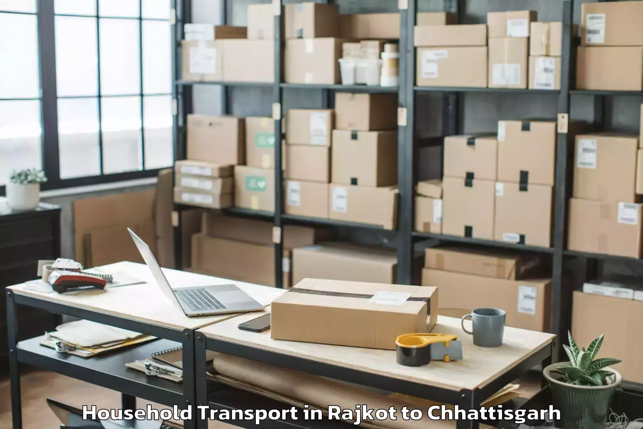 Top Rajkot to Khairagarh Household Transport Available